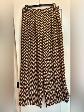 Women's Geometric Wide-Leg pants - Tan & Black